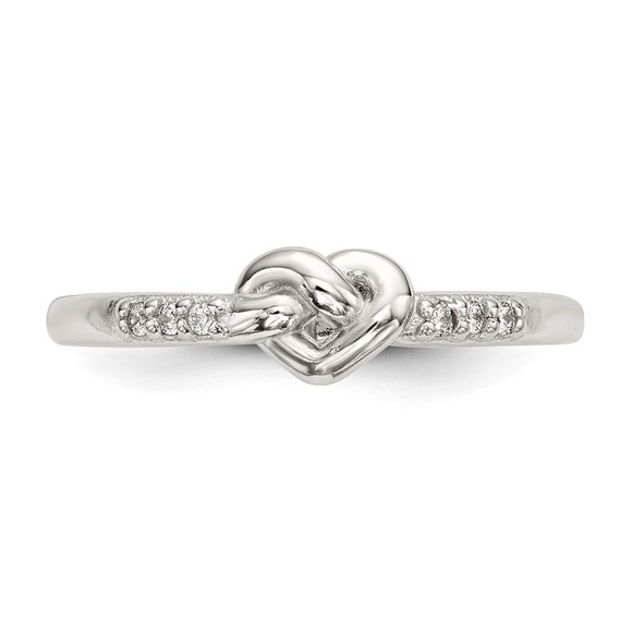 925 Sterling Silver CZ (Cubic Zirconia) Heart Ring - Picture 4 of 5